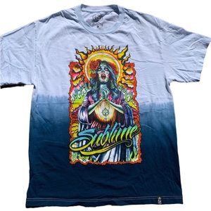 4:20 Sublime 1/2 Dyed Blue Short Sleeve T-Shirt Day of the Dead Size Large